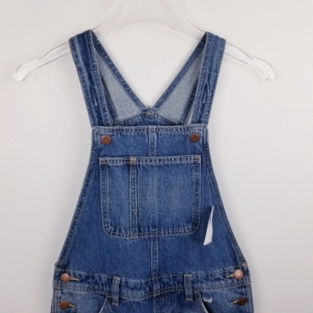 Old Navy #416296 Slouchy Straight Ripped Jean Overalls for Girls NWT L(10-12)